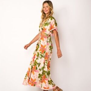 Z&L Floral Maxi dress with peak a boo waistline.